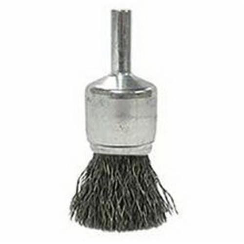 Weiler® 10005 End Brush, 3/4 in Dia Brush, Crimped, 0.006 in Dia Filament/Wire, Steel Fill, 7/8 in L Trim